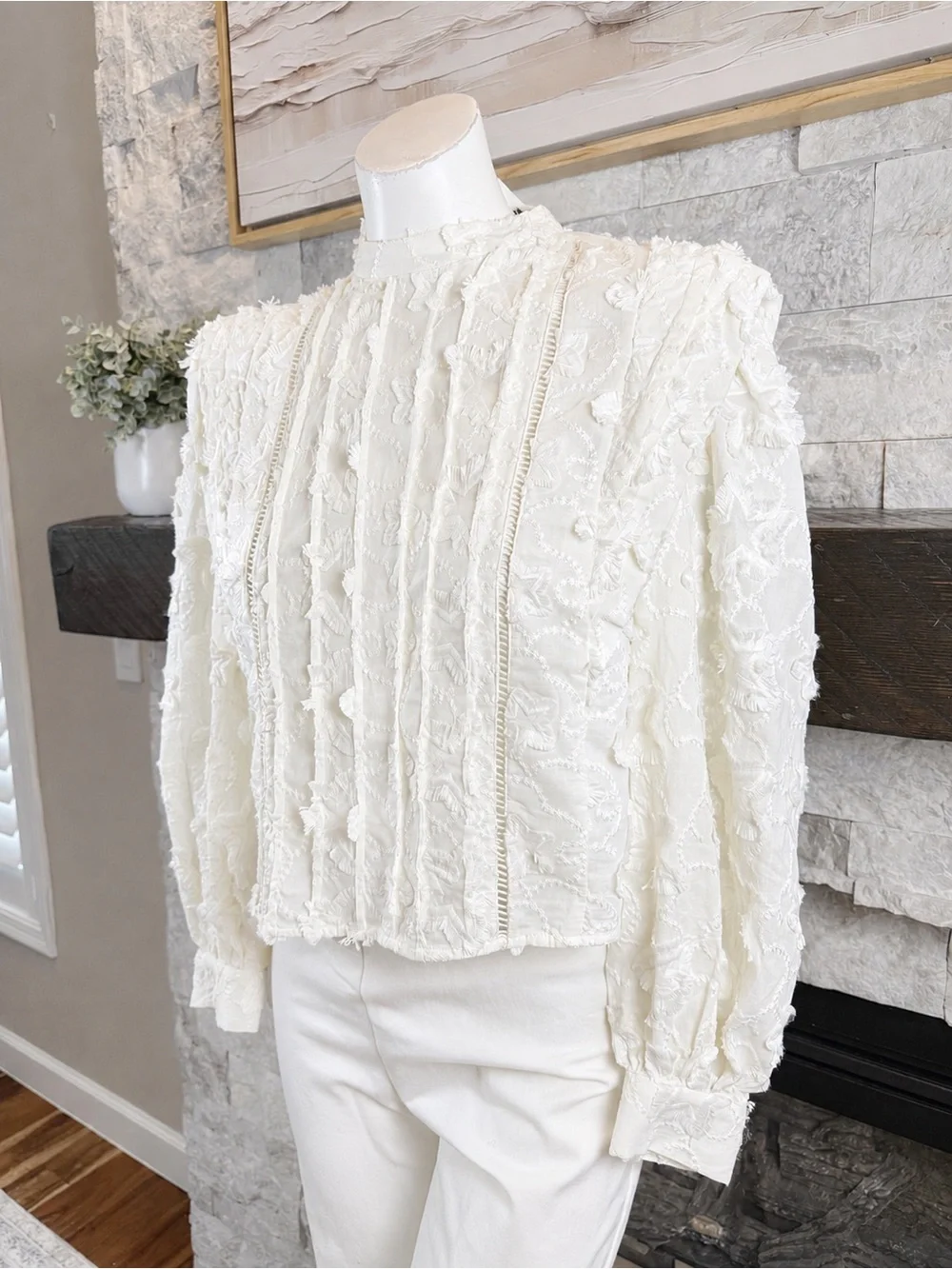 FARM Rio Off White 3D Stars Embroidered Blouse NWT Size S $195